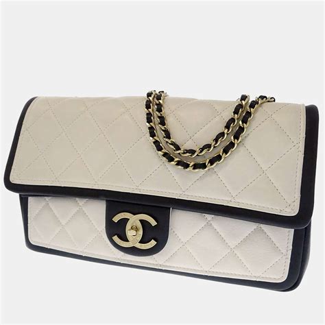 chanel black white flap vintage|chanel vintage full flap.